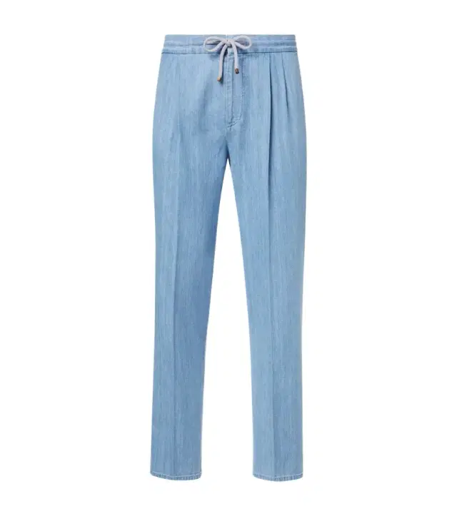 Pleated cotton straight pants