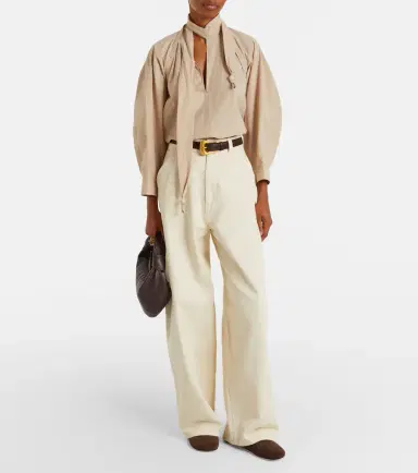 Lemaire Tie-neck cotton crêpe blouse | Thumbnail 3