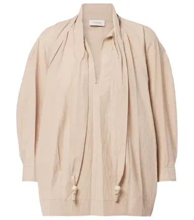 Lemaire Tie-neck cotton crêpe blouse | Thumbnail 1