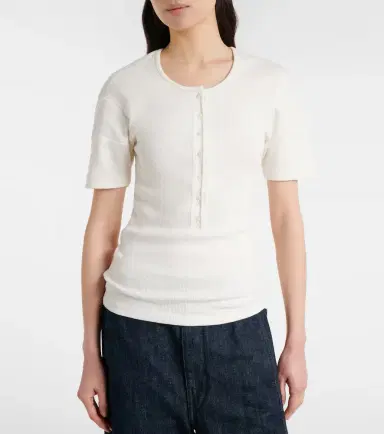 Lemaire Cotton and linen jersey Henley shirt | Thumbnail 4