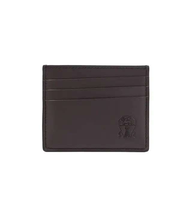 Logo debossed leather card holder