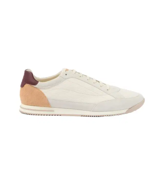 Suede-trimmed leather sneakers