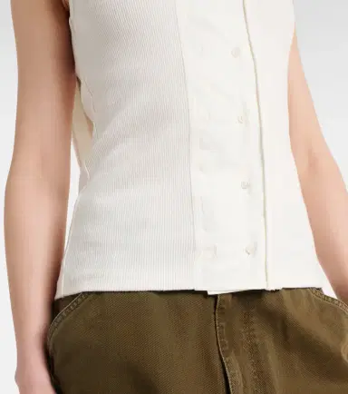 Lemaire Scarf-detail cotton and linen jersey top | Thumbnail 4