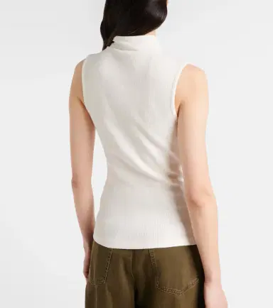 Lemaire Scarf-detail cotton and linen jersey top | Thumbnail 5
