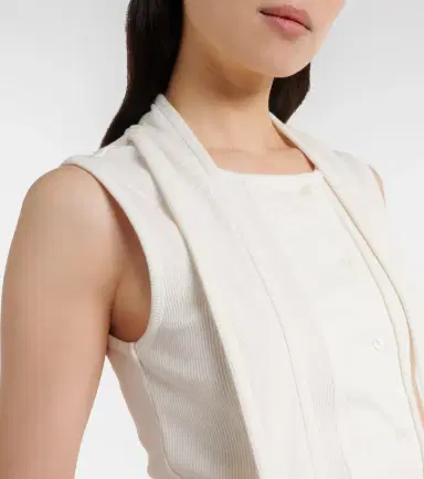 Lemaire Scarf-detail cotton and linen jersey top | Thumbnail 7