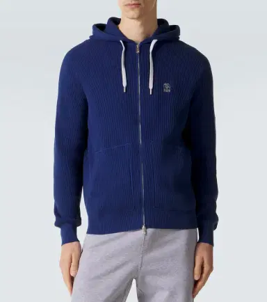 Brunello Cucinelli Ribbed-knit cotton zip-up hoodie | Thumbnail 2