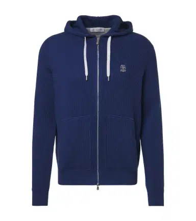 Brunello Cucinelli Ribbed-knit cotton zip-up hoodie | Thumbnail 1