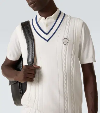 Brunello Cucinelli Cable-knit embroidered cotton sweater vest | Thumbnail 4 Brunello Cucinelli Cable-knit embroidered cotton sweater vest | Thumbnail 4