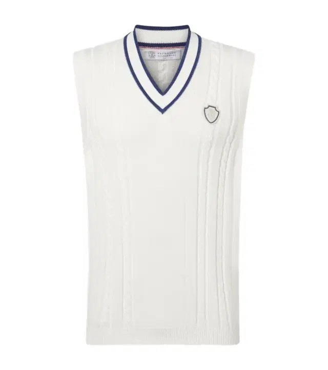 Cable-knit embroidered cotton sweater vest