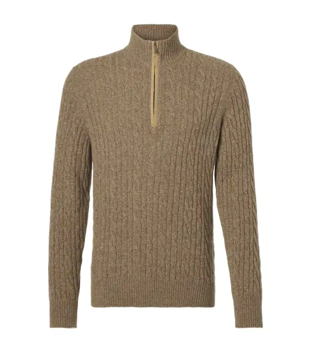 Loro Piana Cable-knit cashmere half-zip sweater
