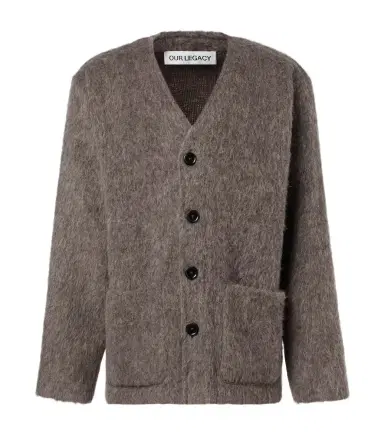 Our Legacy Leather-trimmed cardigan | Thumbnail 1 Our Legacy Leather-trimmed cardigan | Thumbnail 1