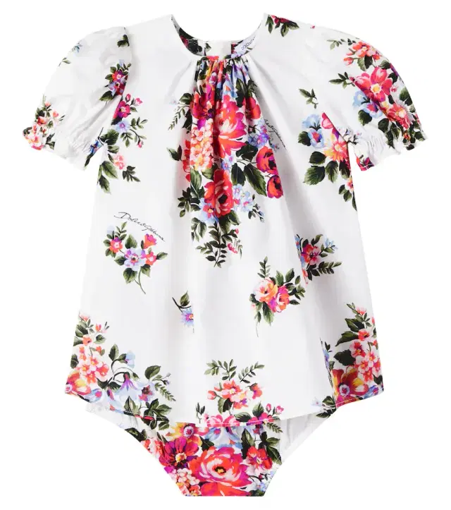 Baby floral cotton poplin dress and bloomers set