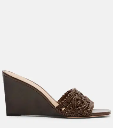 Veronica Beard Ellen macramé leather wedge mules | Thumbnail 4