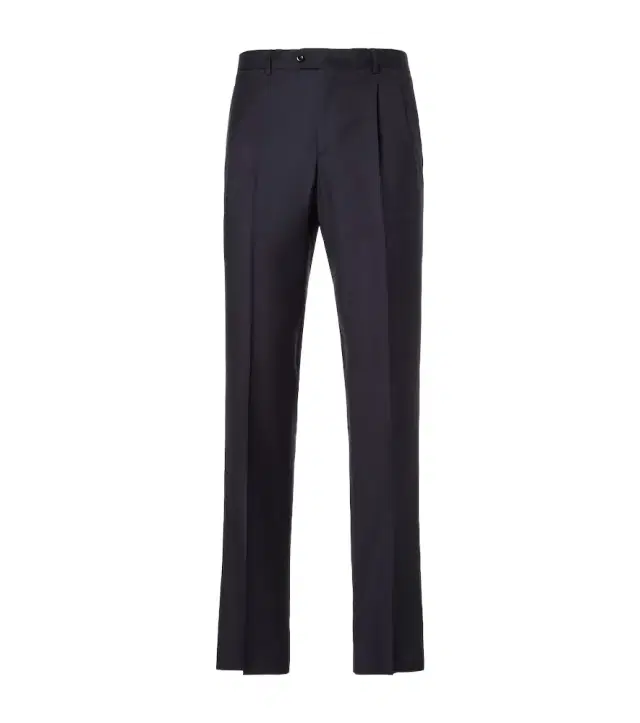 Pleated virgin wool straight pants