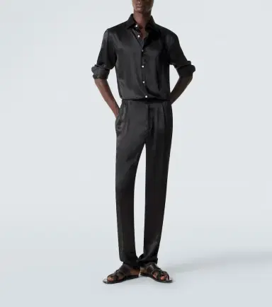 Rubinacci Reversible silk straight pants | Thumbnail 2 Rubinacci Reversible silk straight pants | Thumbnail 2