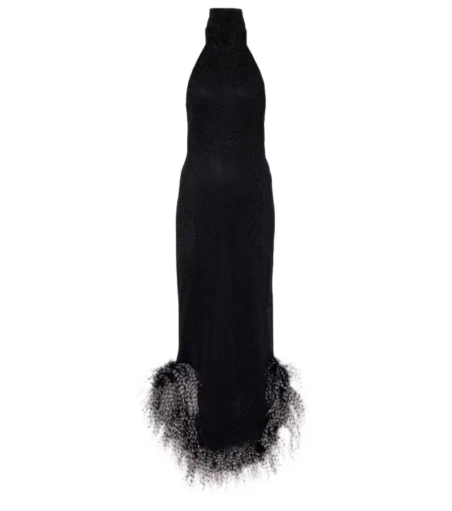 Oséree Lumière Plumage halterneck maxi dress