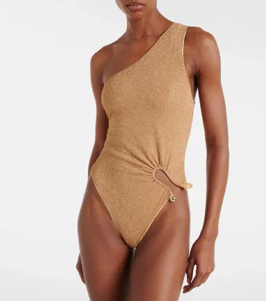 Oséree Oséree Embellished one-shoulder lamé swimsuit | Thumbnail 3