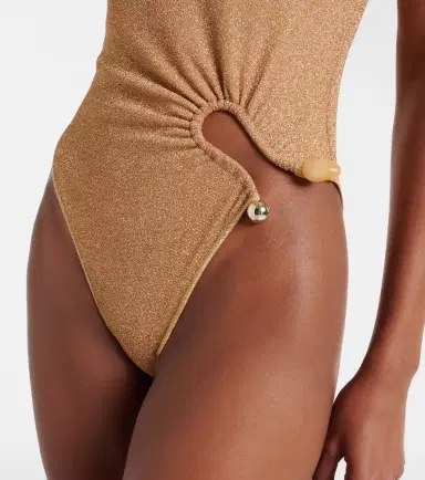 Oséree Oséree Embellished one-shoulder lamé swimsuit | Thumbnail 5