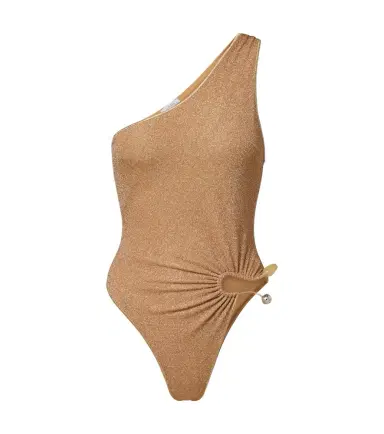 Oséree Oséree Embellished one-shoulder lamé swimsuit | Thumbnail 1