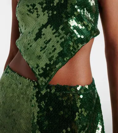 Oséree Oséree Marylin sequined halterneck crop top | Thumbnail 4