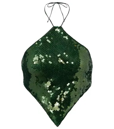 Oséree Oséree Marylin sequined halterneck crop top | Thumbnail 1