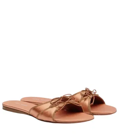Amina Muaddi Eleonora bow-detail satin sandals | Thumbnail 1 Amina Muaddi Eleonora bow-detail satin sandals | Thumbnail 1