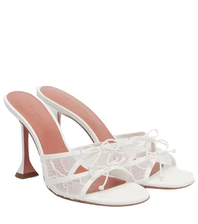 Amina Muaddi Eleonora bow-detail lace mules