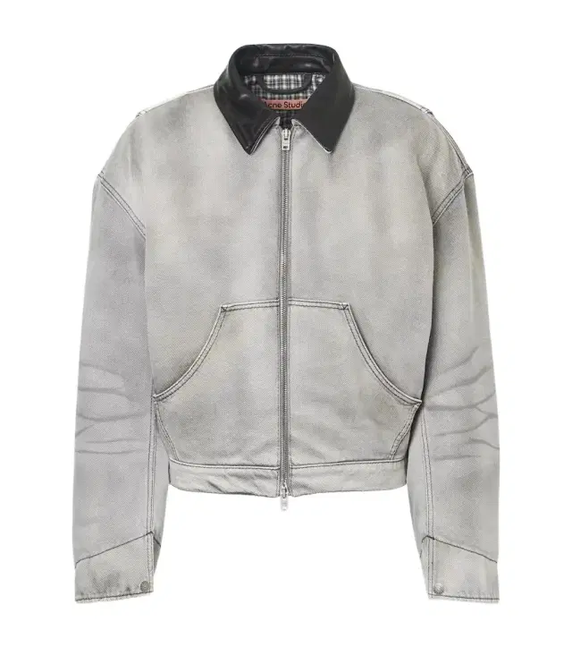 Leather-trimmed denim jacket