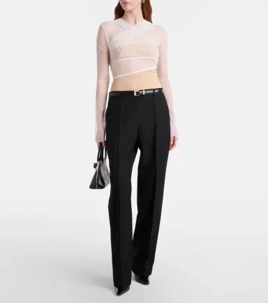 Nensi Dojaka Cutout ruched sheer bodysuit | Thumbnail 7 Nensi Dojaka Cutout ruched sheer bodysuit | Thumbnail 7