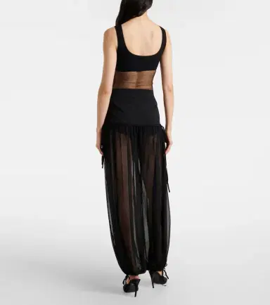 Nensi Dojaka Mesh-trimmed silk balloon pants | Thumbnail 3 Nensi Dojaka Mesh-trimmed silk balloon pants | Thumbnail 3