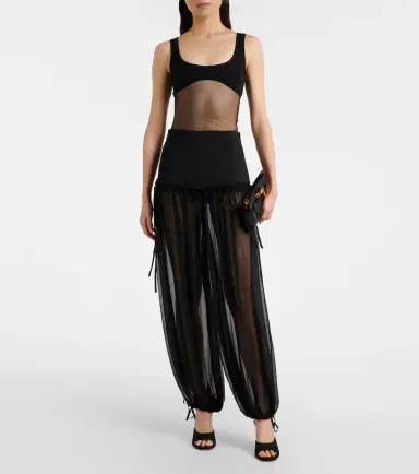 Nensi Dojaka Mesh-trimmed silk balloon pants | Thumbnail 5 Nensi Dojaka Mesh-trimmed silk balloon pants | Thumbnail 5