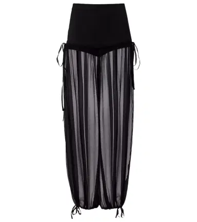 Nensi Dojaka Mesh-trimmed silk balloon pants | Thumbnail 1 Nensi Dojaka Mesh-trimmed silk balloon pants | Thumbnail 1