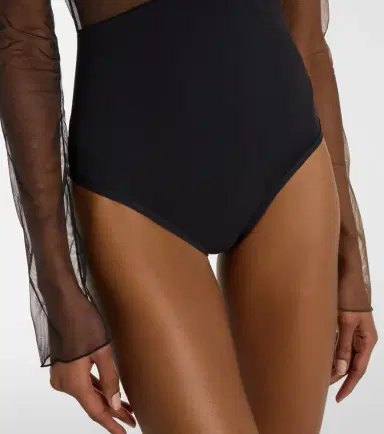 Nensi Dojaka Cutout ruched sheer bodysuit | Thumbnail 5 Nensi Dojaka Cutout ruched sheer bodysuit | Thumbnail 5