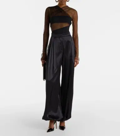 Nensi Dojaka Cutout ruched sheer bodysuit | Thumbnail 6 Nensi Dojaka Cutout ruched sheer bodysuit | Thumbnail 6
