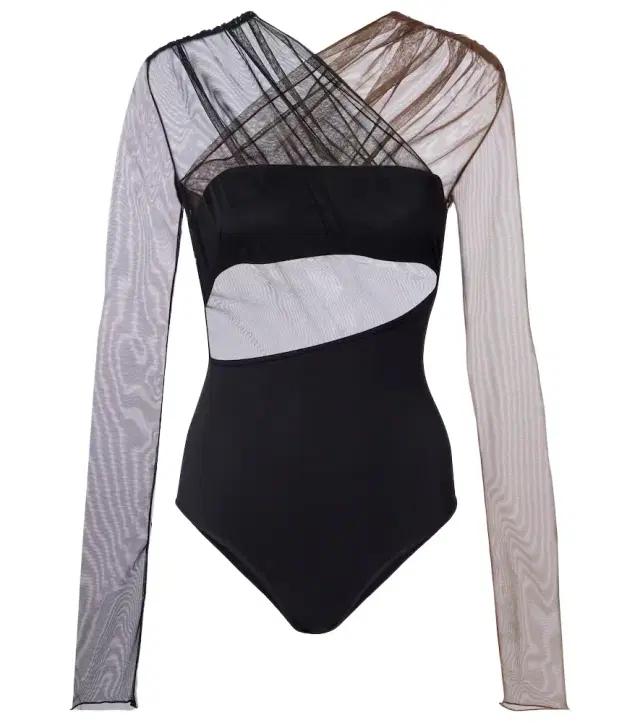 Cutout ruched sheer bodysuit