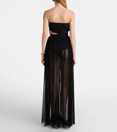 Nensi Dojaka Semi-sheer gown | Thumbnail 4 Nensi Dojaka Semi-sheer gown | Thumbnail 4