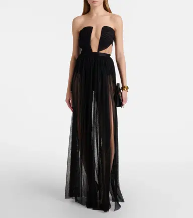 Nensi Dojaka Semi-sheer gown | Thumbnail 5 Nensi Dojaka Semi-sheer gown | Thumbnail 5