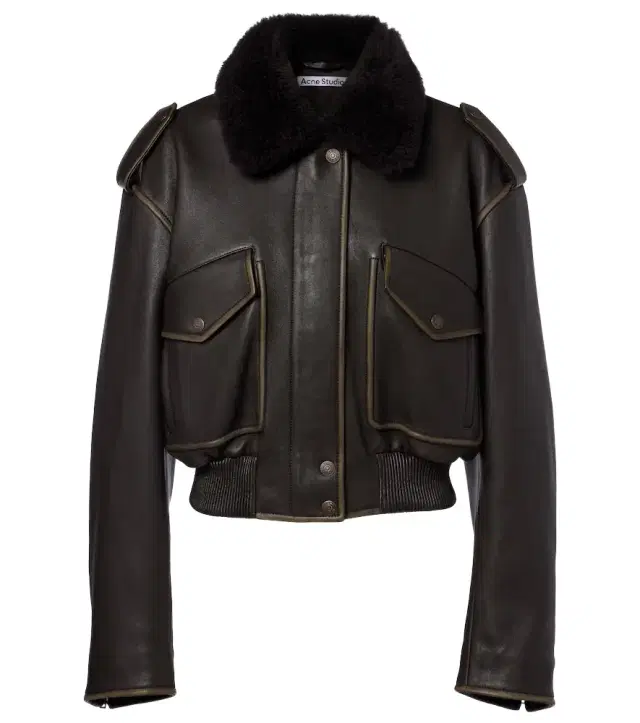 Leather bomber jacket
