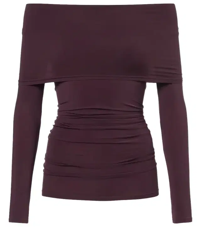Wolford Ruched semi-sheer off-shoulder top