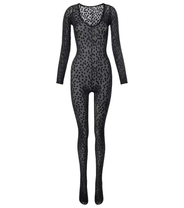 Sweet Dots polka-dot sheer catsuit