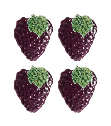 Bordallo Pinheiro Grapes set of 4 earthenware dessert plates | Thumbnail 1