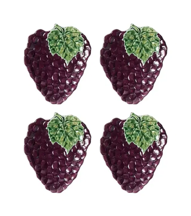 Bordallo Pinheiro Grapes set of 4 earthenware dessert plates