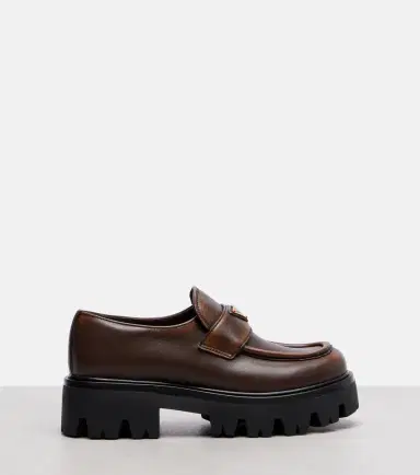 Prada Logo leather platform loafers | Thumbnail 4