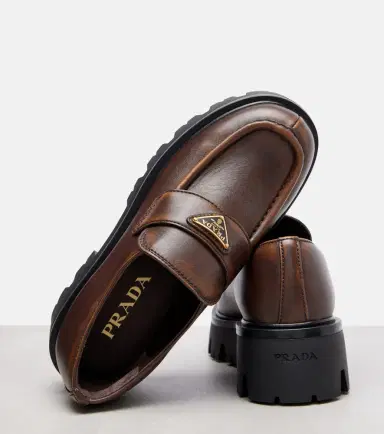 Prada Logo leather platform loafers | Thumbnail 5