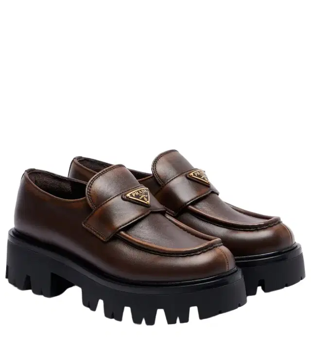 Prada Logo leather platform loafers