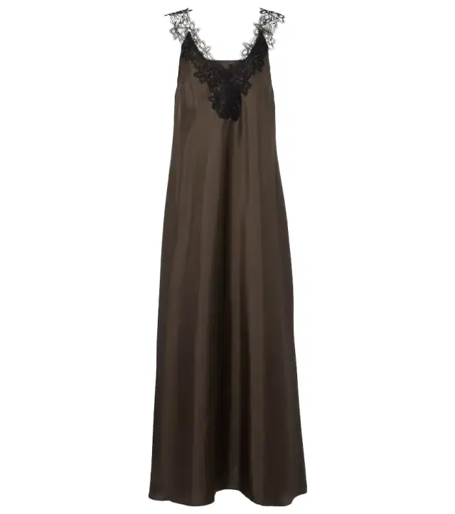 Róhe Lace-trimmed silk maxi dress