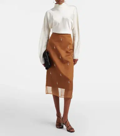 RÓHE Róhe Embellished silk organza midi skirt | Thumbnail 2