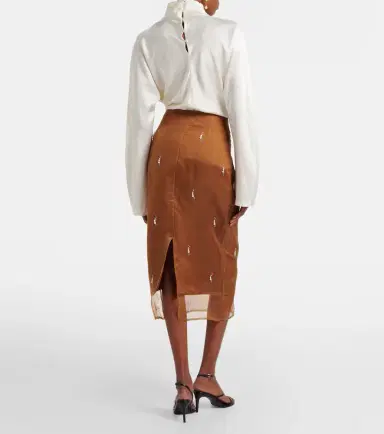 RÓHE Róhe Embellished silk organza midi skirt | Thumbnail 3
