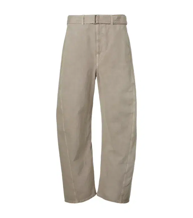 Twisted belted cotton twill pants