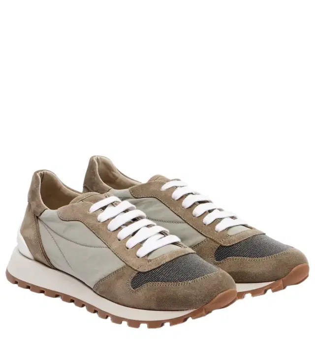 Brunello Cucinelli Monili suede-trimmed sneakers
